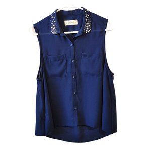 Abercrombie Blue Sleeveless Sheer Blouse Sz. S